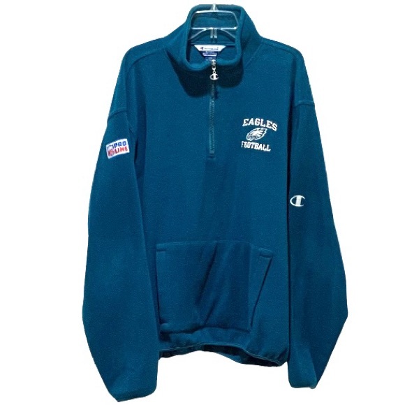 Champion Other - CHAMPION NFL FLEECE EAGLES PULLOVER HALF-ZIP MOCK TURTLENECK VINTAGE XXL MENS